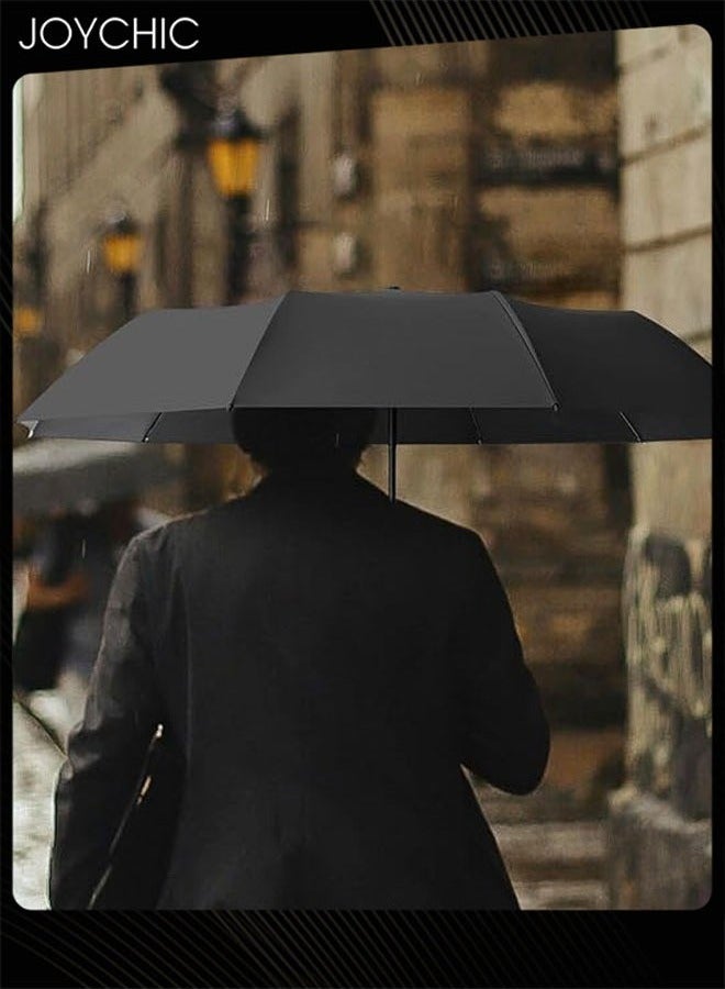 Joychic مظلة قابلة للطي مع مشبك حلقي أوتوماتيكي خفيفة الوزن وقوية 10 عظام مظلة سفر محمولة للمطر في الهواء الطلق - Image 2