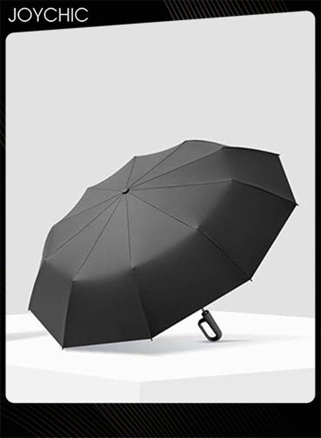 Joychic مظلة قابلة للطي مع مشبك حلقي أوتوماتيكي خفيفة الوزن وقوية 10 عظام مظلة سفر محمولة للمطر في الهواء الطلق - Image 3
