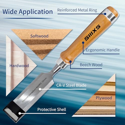 SIIIXS Professional Wood Chisel Set, 8pcs Woodworking Chisel Set with 1pcs Honing Guide, 1pcs Sharpening Stone - Image 3
