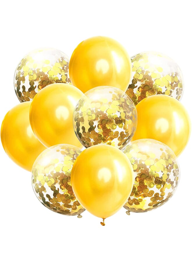 Party Time 10 Pieces Balloons Decorations Set Include Metallic Gold Latex Balloons And Gold Foil Confetti Filled Balloons For Birthday Wedding Baby Shower Party Decorations Supplies 12 Inches - Image 2