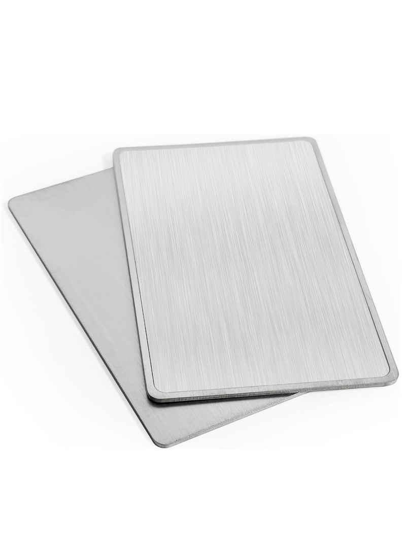 Rubik NFC 216 Metal Cards (Twin Shade) Premium Upgraded, Invisible Chip, NTAG216 High-end Preistige Business Card, 304 Stainless Steel (Silver, 2 Cards)  - Image 1