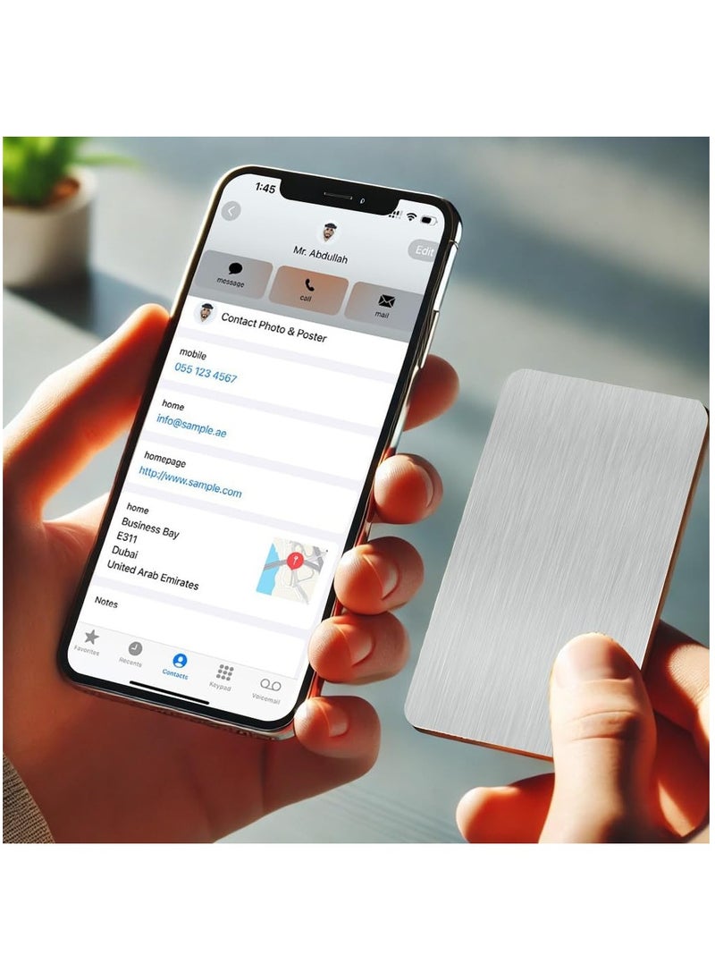 Rubik NFC 216 Metal Cards (Twin Shade) Premium Upgraded, Invisible Chip, NTAG216 High-end Preistige Business Card, 304 Stainless Steel (Silver, 2 Cards)  - Image 2