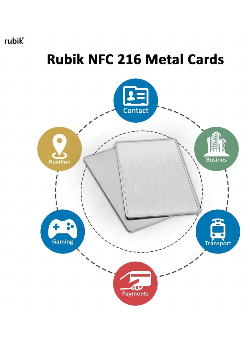 Rubik NFC 216 Metal Cards (Twin Shade) Premium Upgraded, Invisible Chip, NTAG216 High-end Preistige Business Card, 304 Stainless Steel (Silver, 2 Cards)  - Image 4
