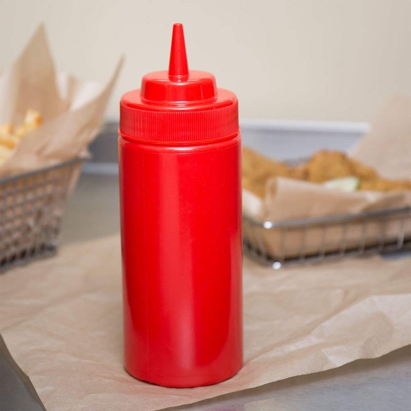 THW® 16 oz (473 ML) Plastic Squeeze Bottles for Ketchup BBQ Sauce Syrup Condiments Mustard Mayo Hot Sauce Olive Oil Dressing, Red- Pack of 6 Pieces - Image 5