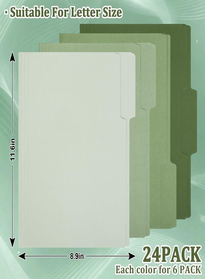 وولاين مجموعة من 24 حافظة ملفات من Whaline باللون الأخضر الزيتوني، مقاس A4، بأربعة ألوان متدرجة، مزودة بجيوب ملفات خضراء مع علامة قطع ثلثية، مناسبة للمنزل والمكتب والفصول الدراسية، مقاس 8.9 × 11.6 بوصة - Image 2