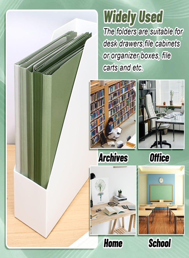 وولاين مجموعة من 24 حافظة ملفات من Whaline باللون الأخضر الزيتوني، مقاس A4، بأربعة ألوان متدرجة، مزودة بجيوب ملفات خضراء مع علامة قطع ثلثية، مناسبة للمنزل والمكتب والفصول الدراسية، مقاس 8.9 × 11.6 بوصة - Image 4