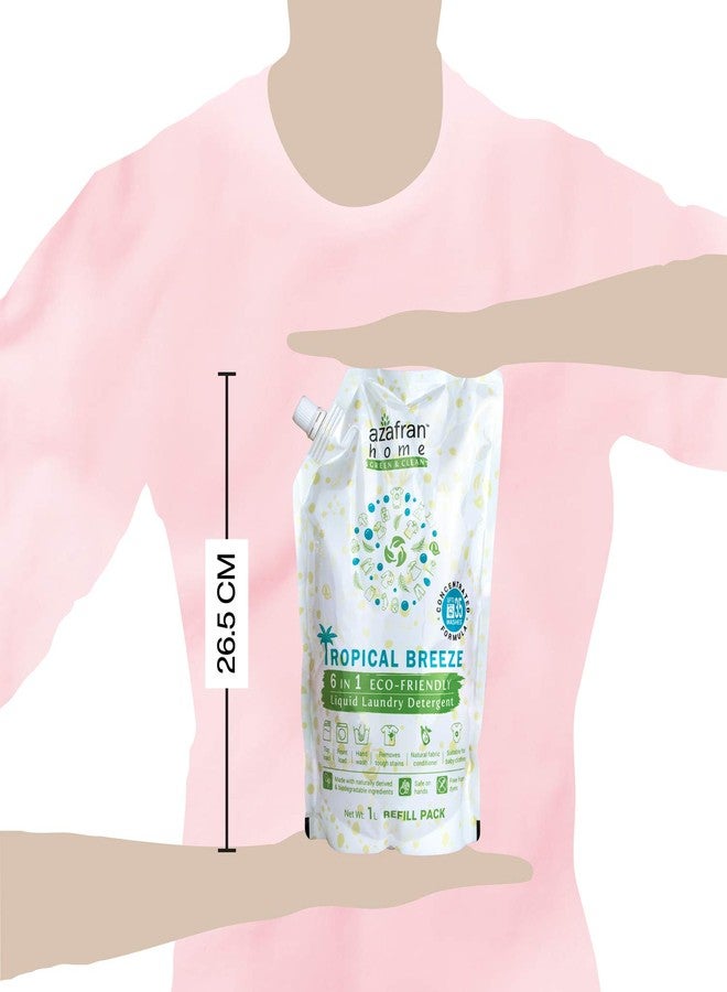 Azafran Tropical Breeze 6 in 1 Plant-Based Liquid Laundry Detergent Refill Pack - 1 L, Remove tough stains, Natural Fabric Conditioner, Suitable for Baby Clothes & Suitable for All Washing Style. - Image 4