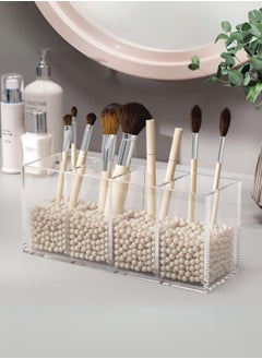 Arab Land Solutions Acrylic Pen Holder - 4 Compartments, Transparent Desk Organizer  - Image 2