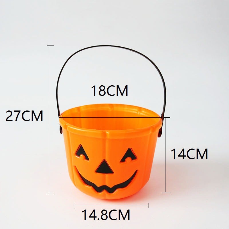 Purple Lin Spot Halloween Props Blow Pumpkin Straight Bucket Basket Halloween Pumpkin Bucket Candy Bucket - Image 3