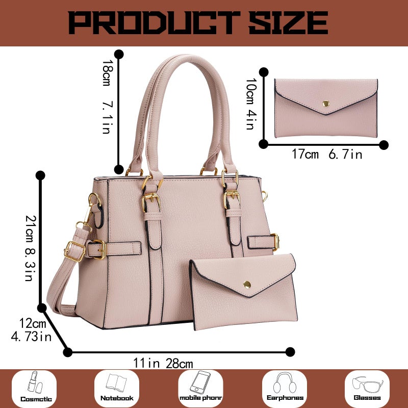 Tigpoy Women's Pink Vegan Leather Handbag - Large Capacity Tote Bag with Shoulder Strap & Top Handle - Image 5