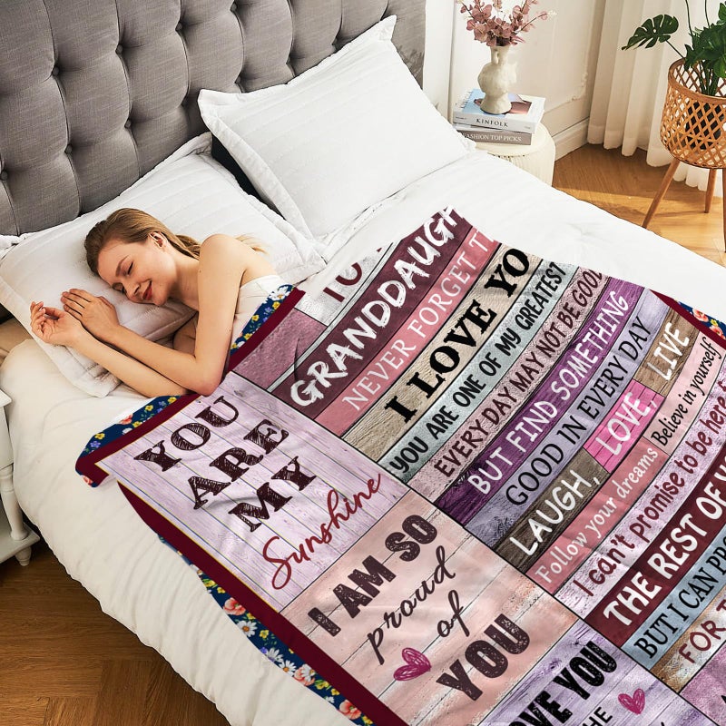 AJIIUSV Granddaughter Gifts from Grandma  Gifts for Granddaughter  Granddaughter Blankets from Grandma  Birthday Gifts for Granddaughter from Grandparents Grandpa  Graudation Gifts for Granddaughter 50""x60"" - Image 5