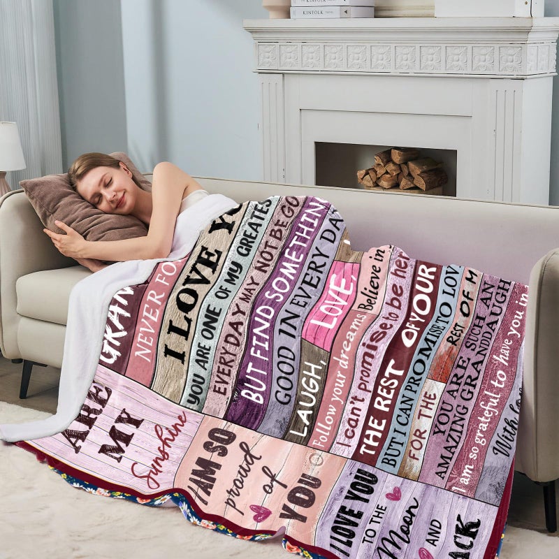 AJIIUSV Granddaughter Gifts from Grandma  Gifts for Granddaughter  Granddaughter Blankets from Grandma  Birthday Gifts for Granddaughter from Grandparents Grandpa  Graudation Gifts for Granddaughter 50""x60"" - Image 3