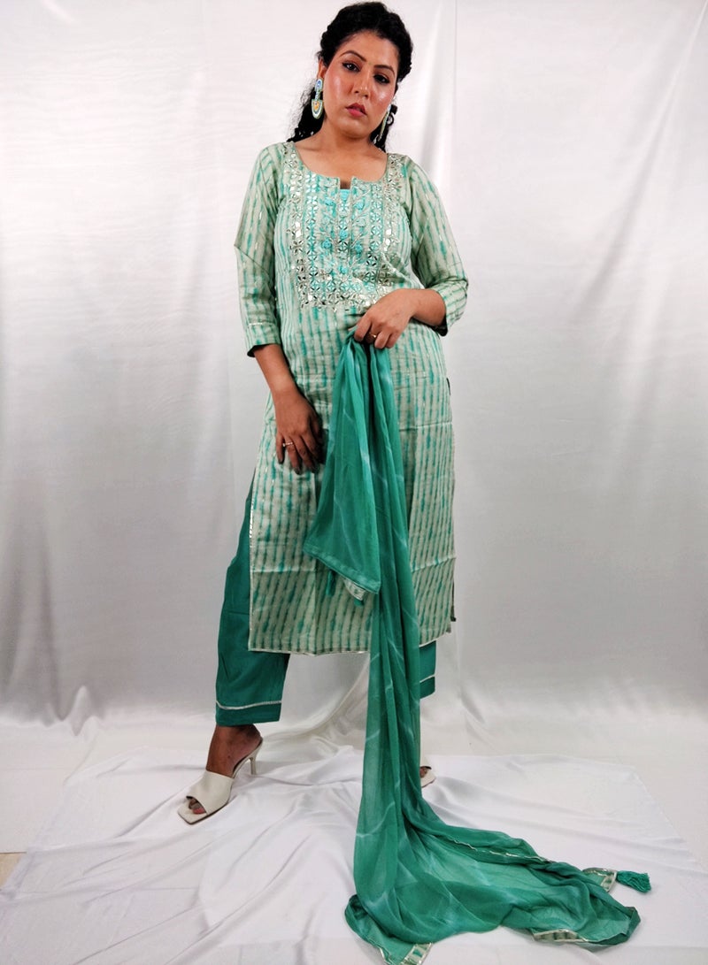 PRIYA’S PANACHE PRIYA'S PANACHE Straight Rayon Kurta Pant Dupatta Set - Designer Festival Traditional Ethnic Indian Partywear For Women - Image 2