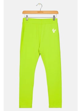 Kids Girl Brand Logo Straight Leg Pants, Lime Green