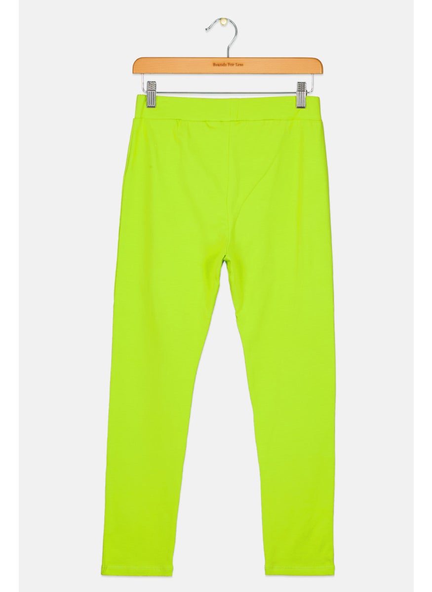 FREDDY - Kids Girl Brand Logo Straight Leg Pants, Lime Green - Image 1