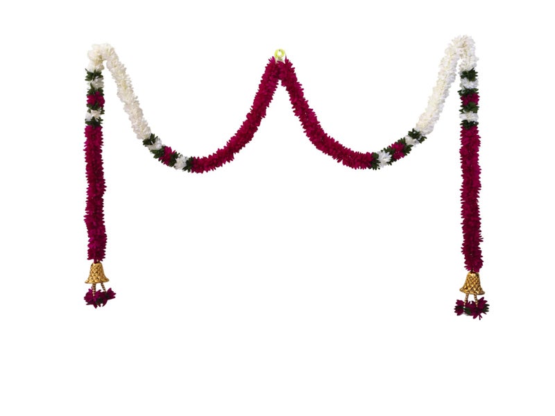 afarza Garland Toran for Door Entrance Home Decoration Wall Hanging Backdrop Pooja Festival Relegious Handmade Gift Bandarwal 4Pieces 5ft (Rani) - Image 3