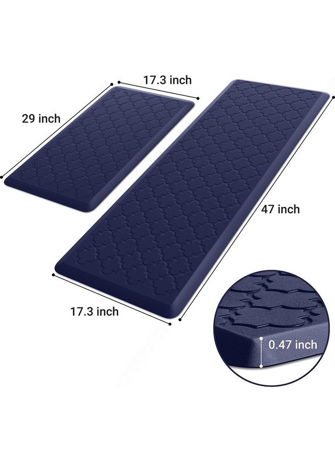 SoftDuo Kitchen Mat [2 PCS] Cushioned Anti-Fatigue Floor Mat, Waterproof Non-Skid Kitchen Mats and Rugs, Ergonomic Comfort Foam Kitchen Rugs, Standing Mat for Kitchen, Floor,Office, Sink, Laundry(Blue) - Image 1