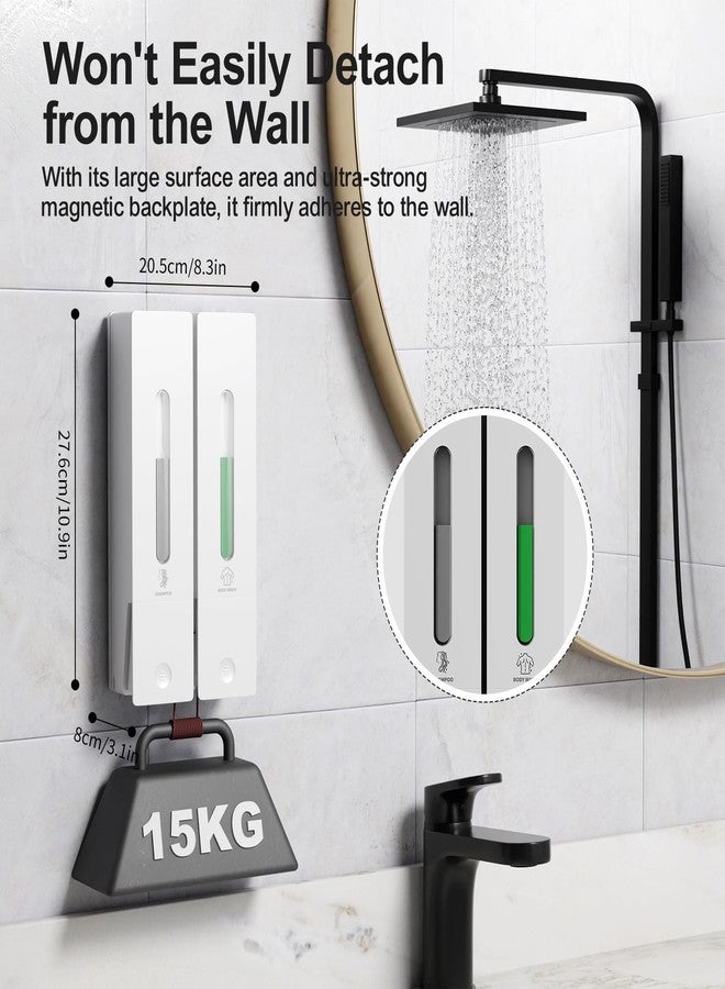 Aeakey Shampoo and Conditioner Dispenser 2-Chamber Wall-Mounted Shower Soap Dispenser, No-Drill Installation, 800ML Capacity, Ideal for Bathrooms and Hotels - Image 2
