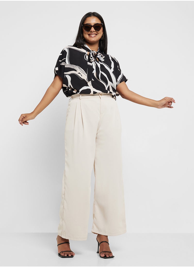 Ginger Plus Monochrome Tie Up Detail Blouse  - Image 4