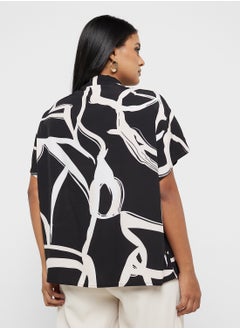 Ginger Plus Monochrome Tie Up Detail Blouse  - Image 2