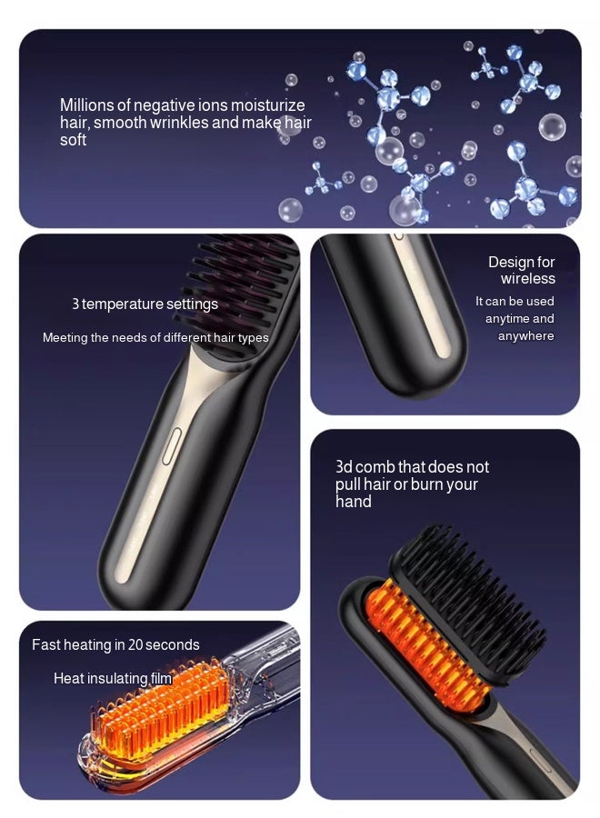 New Cordless Hair Straightener Comb with Negative Ions for Curling and Straightening - Image 5