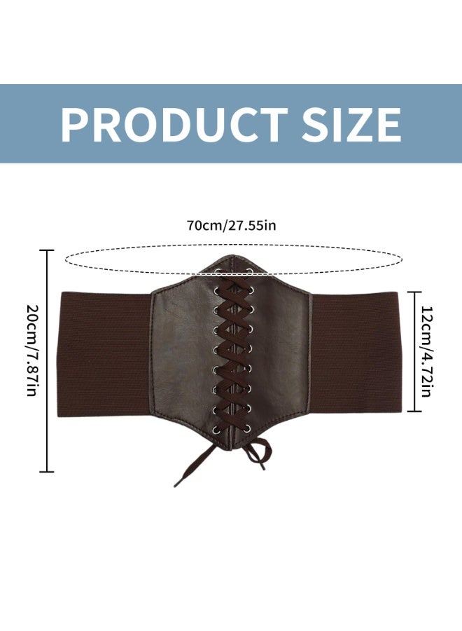 حزام كورسيه نسائي، حزام خصر عريض مربوط من الجلد المرن للفساتين النسائية، حزام نسائي عريض - Image 2