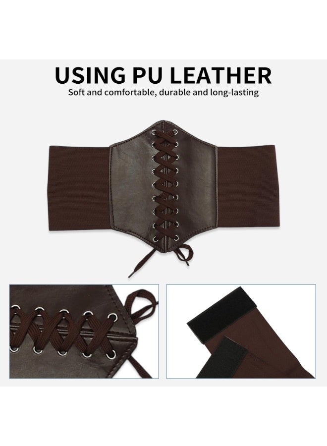 حزام كورسيه نسائي، حزام خصر عريض مربوط من الجلد المرن للفساتين النسائية، حزام نسائي عريض - Image 3