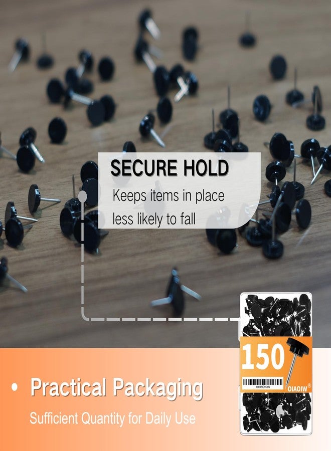 OIAOIW 150 PCS Black Flat Push Pins for Wall Thumb Tacks for Walls Flat thumbtacks Push pin for Bulletin Board Shadow Box Display Thumbtack for Cork Board - Image 5