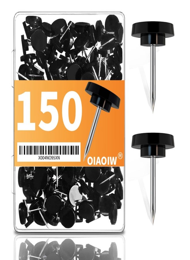 OIAOIW 150 PCS Black Flat Push Pins for Wall Thumb Tacks for Walls Flat thumbtacks Push pin for Bulletin Board Shadow Box Display Thumbtack for Cork Board - Image 1