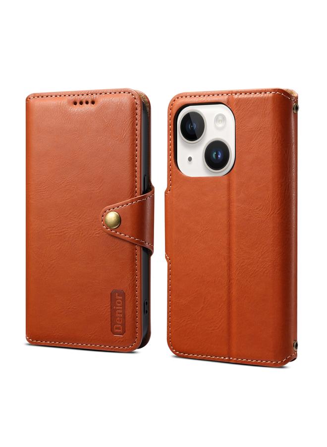 دينيور جراب لهاتف iPhone 14 مصنوع من جلد البقر بتصميم محفظة - Image 1