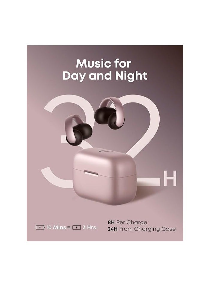 Soundcore AeroClip by Anker, Open-Ear Earbuds, Clip-On Headphones, Adaptive Comfort, Clear Calls with 4 Mics and AI, Stable Fit, 12mm Drivers for Powerful Bass, Hi-Res, Open-Ring Design - Pink - Image 2