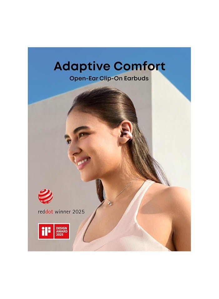 Soundcore AeroClip by Anker, Open-Ear Earbuds, Clip-On Headphones, Adaptive Comfort, Clear Calls with 4 Mics and AI, Stable Fit, 12mm Drivers for Powerful Bass, Hi-Res, Open-Ring Design - Pink - Image 5