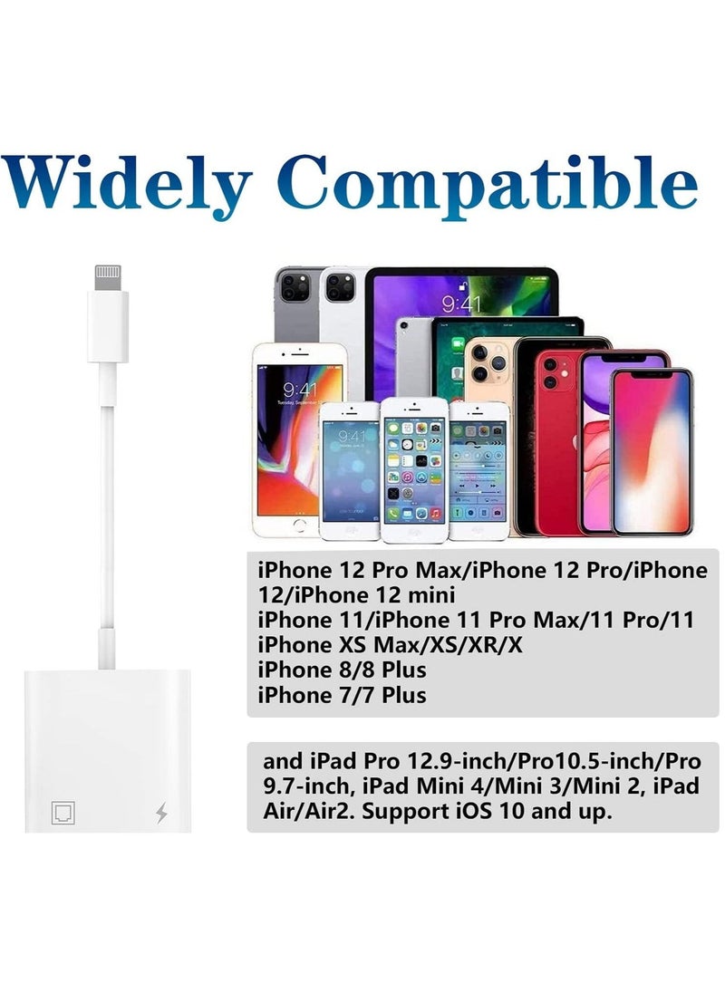 Arabest - Lightning to Ethernet Adapter, [Apple MFi Certified] 2 in 1 RJ45 LAN Network Adapter with Charge Port Compatible iPhone/iPad/iPod, Plug and Play, Supports 100Mbps - Image 1