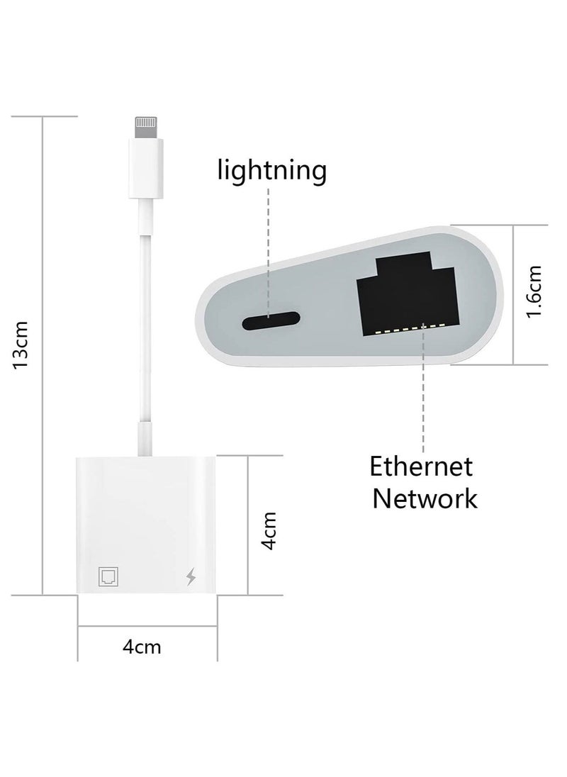 Arabest - Lightning to Ethernet Adapter, [Apple MFi Certified] 2 in 1 RJ45 LAN Network Adapter with Charge Port Compatible iPhone/iPad/iPod, Plug and Play, Supports 100Mbps - Image 1