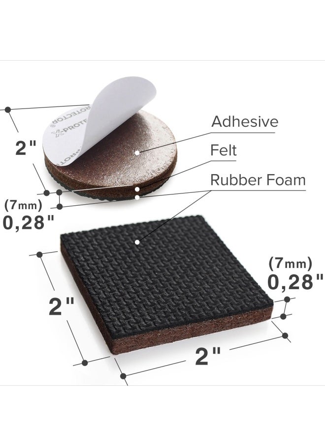 X-Protector 16 Pieces 2 Non-Slip Furniture Pads  - Premium Furniture Grippers Self-Adhesive Rubber Feet For Furniture Feet - Ideal Non-Skid Furniture Pads Floor Protectors To Keep Furniture In Place  - Image 2