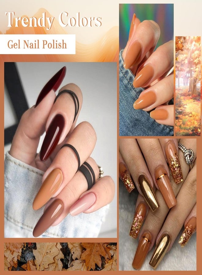 MSRUIOO Brown Gel Nail Polish Set Skin Tones Caramel Nude Gel Polish Kit Roasted Chestnuts Chocolate Glitter Gel Polish Soak Off Nail Art Manicure Kit DIY Salon Gift 12pcs*8ml - Image 2