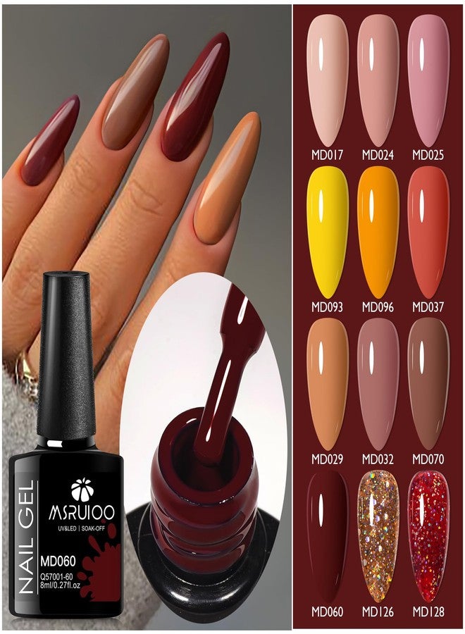 MSRUIOO Brown Gel Nail Polish Set Skin Tones Caramel Nude Gel Polish Kit Roasted Chestnuts Chocolate Glitter Gel Polish Soak Off Nail Art Manicure Kit DIY Salon Gift 12pcs*8ml - Image 3