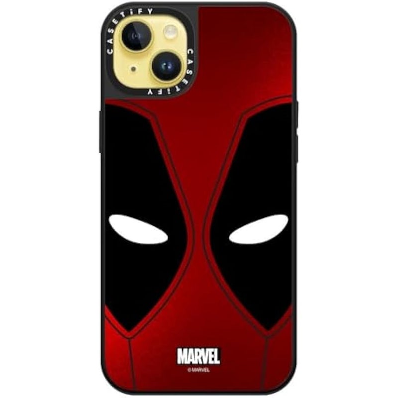 Casetify Mirror iPhone 14 Plus Case 【Deadpool & Wolverine Co-Lab / 4.9ft Drop Protection/Magsafe】 - Deadpool Mask Case - Silver on Black - Image 3