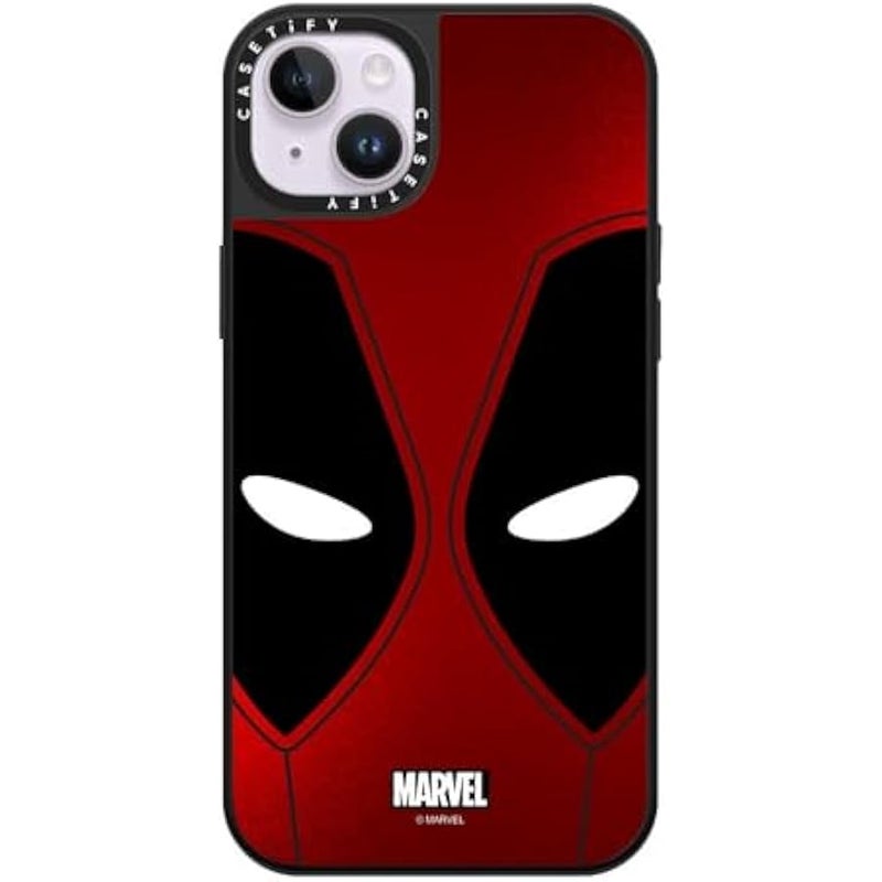 Casetify Mirror iPhone 14 Plus Case 【Deadpool & Wolverine Co-Lab / 4.9ft Drop Protection/Magsafe】 - Deadpool Mask Case - Silver on Black - Image 2