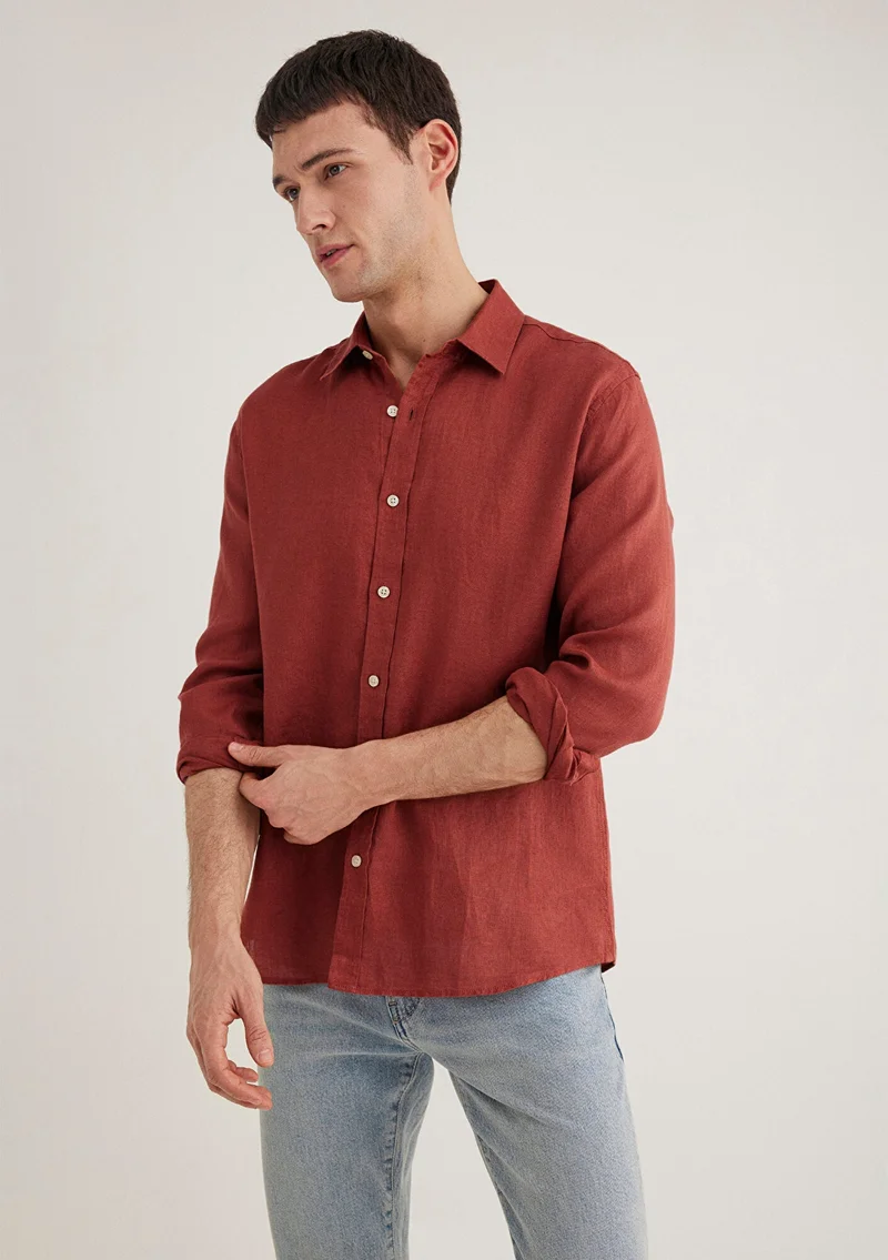 MAVI Orange Linen Shirt