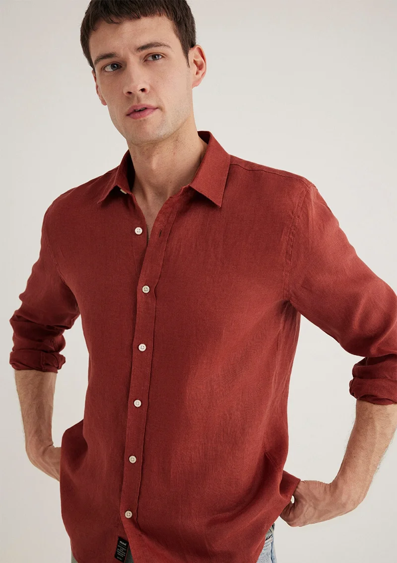 MAVI Orange Linen Shirt