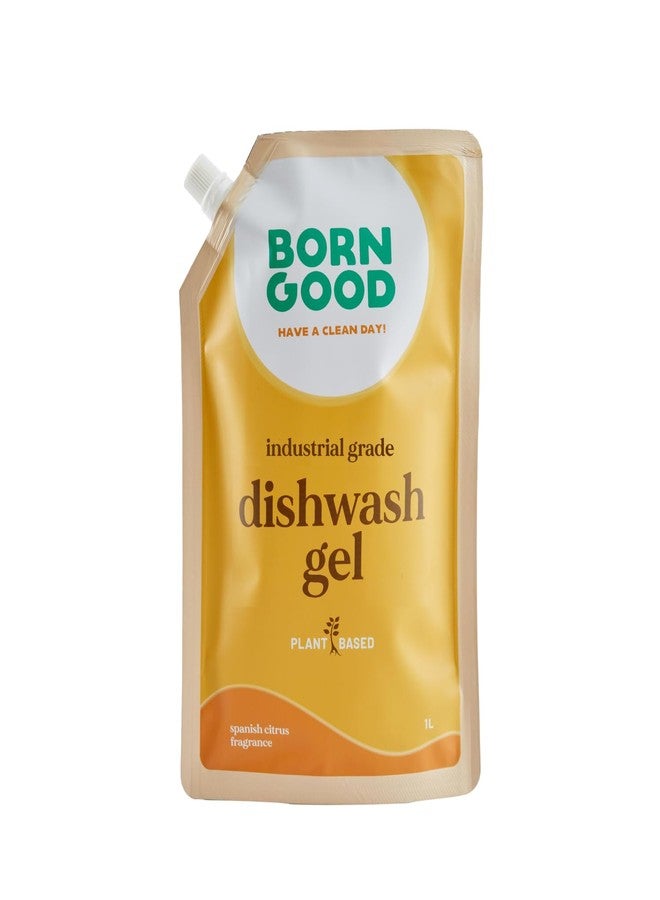 Born Good Industrial Grade Natural Dishwash Gel | Spanish Citrus | Tough on Grease & Stains | Safe for Hands, Baby Bottles & Pet Bowls | Biodegradable, Non-Toxic, No Residue | 1000ml - Image 1