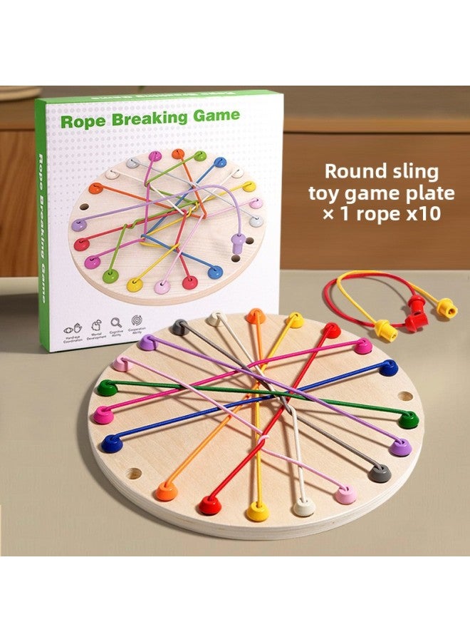 Explosions Wooden Rope Challenge Game Children's Puzzle Parent-child Interaction Concentration Logical Thinking Board Game-Color:Round Decrease Game 0.35kg Gb  - Image 1
