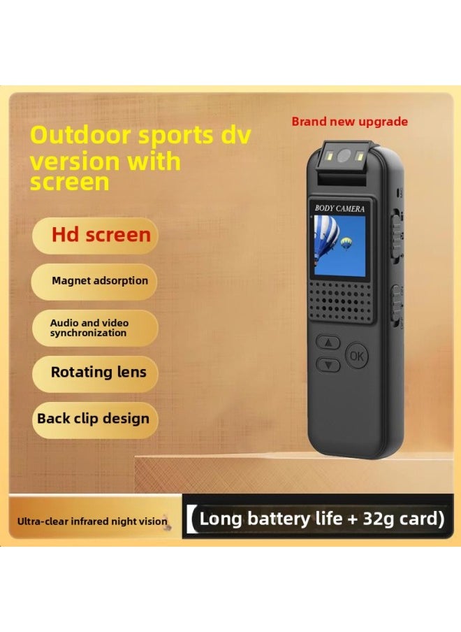 Generic Law Enforcement Recorder Recording Pen With Video Recording DV Recording Function All-in-one Wireless Camera HD Sports Camera-Body Color:F9 Flagship Dv Version With Screen 32g (recording And Video + High-definition Picture Quality) Black - Official Standard Configuration  - Image 1