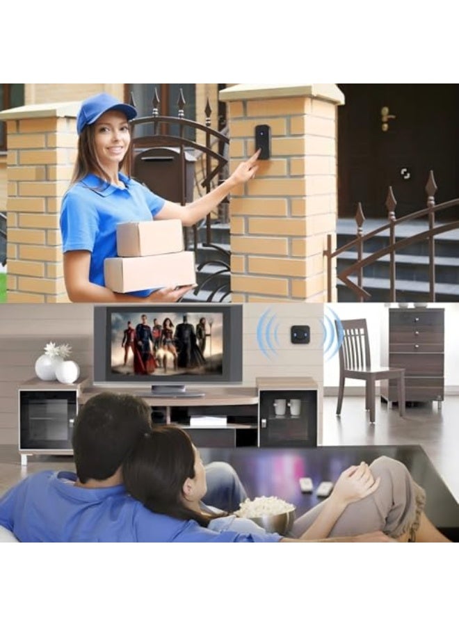 جرس الباب، جرس باب لاسلكي مضاد للماء لمنزل أو مكتب أو شقة أو فندق أو مخزن، مع جهازين استقبال وواحد - Image 2