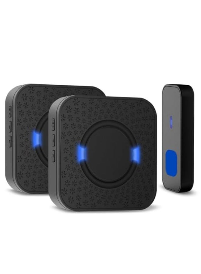 جرس الباب، جرس باب لاسلكي مضاد للماء لمنزل أو مكتب أو شقة أو فندق أو مخزن، مع جهازين استقبال وواحد - Image 1