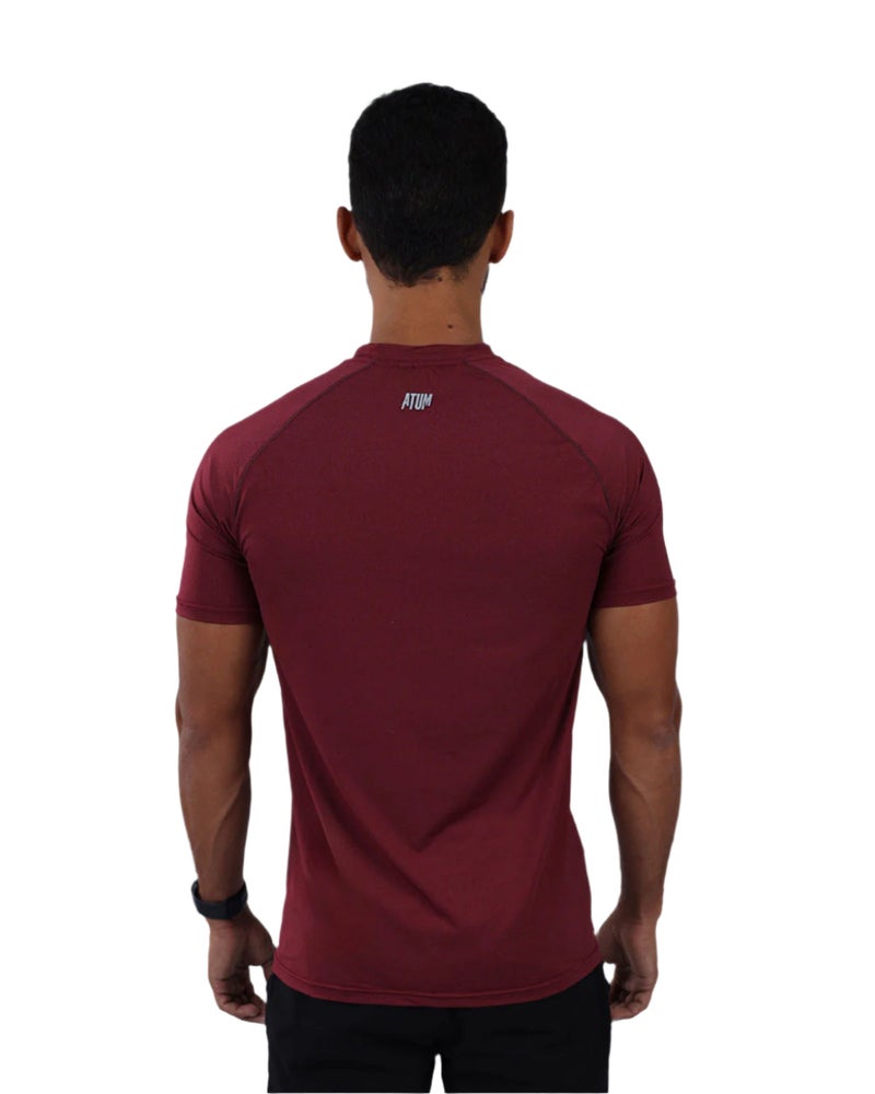 ATUM Dri-FIT Short-Sleeve Burgundy Fitness Top - Image 2