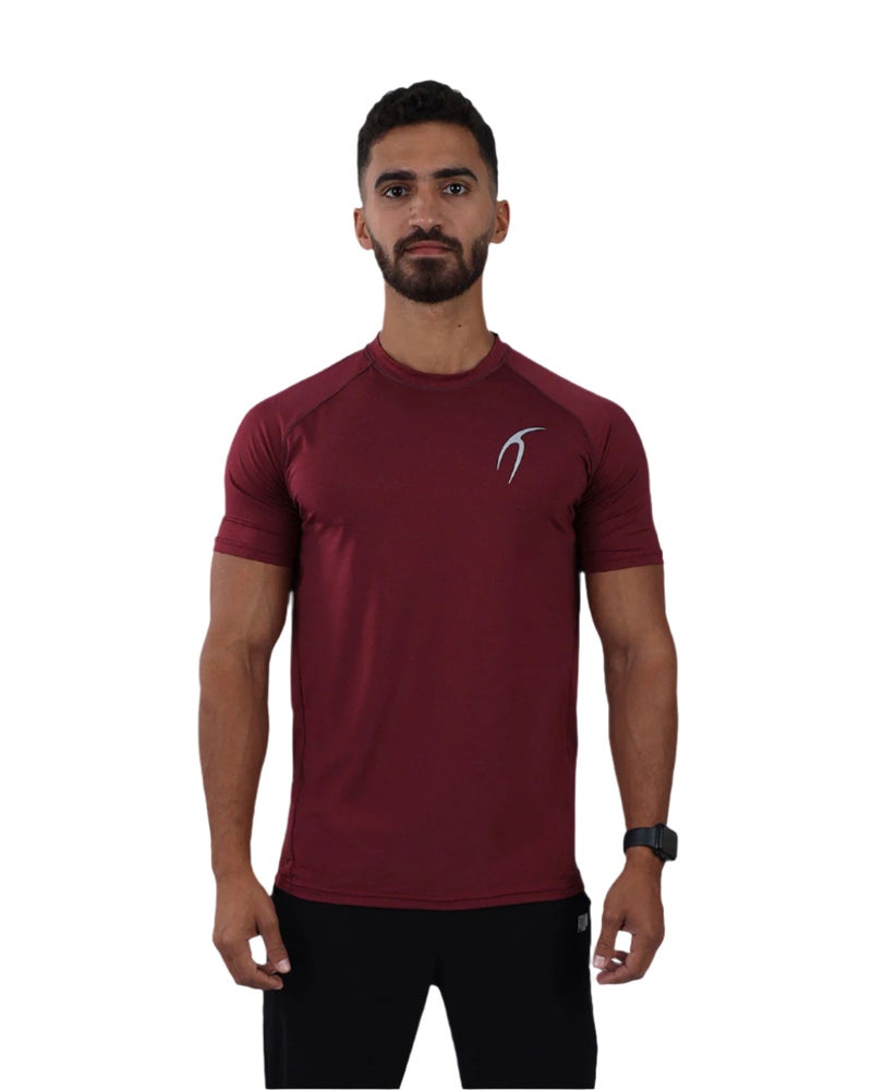 ATUM Dri-FIT Short-Sleeve Burgundy Fitness Top - Image 1