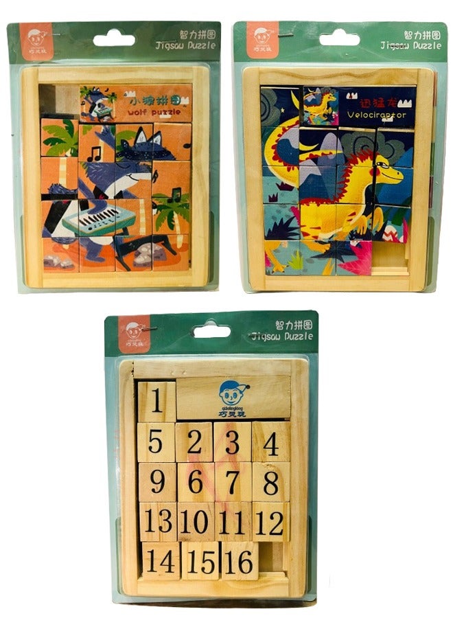 general Wooden Jigsaw Puzzle Set for Toddlers and Kids Pack of 3 Theme Puzzles Educational Learning Toys for Early Childhood Development - Image 1