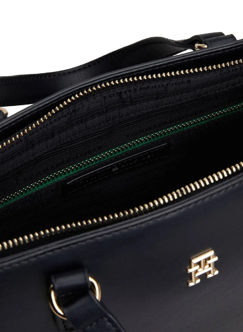 TOMMY HILFIGER Women's Fresh Satchel Messenger Bag - Faux Leather, Blue